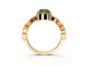 Milgrain Bezel Engagement Ring Setting for Fancy Green Cushion Cut Center with Marquise Stations and Bezel Head in Yellow Gold