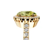 Halo Engagement Ring Setting for Fancy Yellow Oval Center with Inner Milgrain Border and Prong Head in Yellow Gold