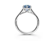 Solitaire Engagement Ring Setting for Fancy Blue Radiant Cut Center with Cathedral Band and Prong Head in Sterling Silver