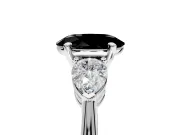 3 Stone Engagement Ring Setting for Fancy Black Oval Center with Large Pear-Shaped Accents and Prong Head in White Gold