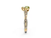Solitaire Engagement Ring Setting for Fancy Yellow Heart-Shaped Center with Twisted Pave Split Shank and Prong Head in Yellow Gold