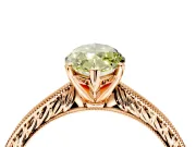 Solitaire Engagement Ring Setting for Fancy Yellow Marquise Center with Engraved Milgrain Band and Prong Head in Rose Gold