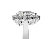 Starburst Halo Engagement Ring Setting for Pear-Shaped Center with Flat Cathedral Band and Prong Head in Platinum