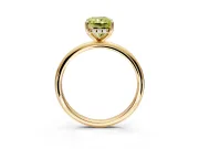 Hidden Halo Engagement Ring Setting for Fancy Yellow Radiant Cut Center with Thin Round-Wire Band and Prong Head in Yellow Gold