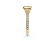 Solitaire Engagement Ring Setting for Fancy Yellow Princess Cut Center with Widening Pave Band and Claw Prong Head in Yellow Gold