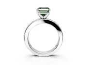 Solitaire Engagement Ring Setting for Fancy Green Asscher Cut Center with Channel-Set Accents and Prong Head in Platinum