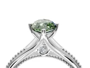 Solitaire Engagement Ring Setting for Fancy Green Marquise Center with Milgrain Cathedral Band and Prong Head in Sterling Silver