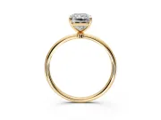 Solitaire Engagement Ring Setting for Radiant Cut Center with Straight Thin Band and Prong Head in Yellow Gold