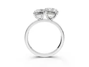 Emerald Cut and Emerald Cut Lab-Grown Diamond Toi et Moi Engagement Ring with Prong-Set Stones in Platinum