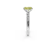 Cluster Engagement Ring Setting for Fancy Yellow Radiant Cut Center with Round Cut Accent Band and Prong Head in Sterling Silver