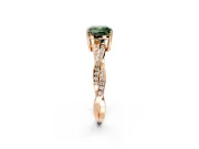 Solitaire Engagement Ring Setting for Fancy Green Cushion Cut Center with Twisted Pave Band and Prong Head in Rose Gold