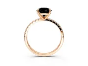 Solitaire Engagement Ring Setting for Fancy Black Round Cut Center with Fine Pave Narrow Band and Prong Head in Rose Gold