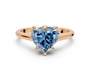 Solitaire Engagement Ring Setting for Fancy Blue Heart-Shaped Center with Cathedral Band and Prong Head in Rose Gold