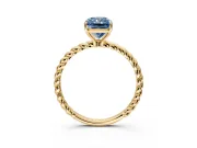 Solitaire Engagement Ring Setting for Fancy Blue Radiant Cut Center with Plain Twisted Rope Band and Prong Head in Yellow Gold