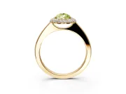 Halo Engagement Ring Setting for Fancy Yellow Pear-Shaped Center with Plain Tapered Band and Prong Head in Yellow Gold