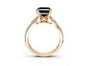 Solitaire Engagement Ring Setting for Fancy Black Asscher Cut Center with Pave Rail Split Shank and Prong Head in Rose Gold