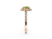 Halo Engagement Ring Setting for Fancy Yellow Round Cut Center with Narrowing Pave Band and Prong Head in Rose Gold