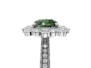 Milgrain Halo Engagement Ring Setting for Fancy Green Cushion Cut Center with Bezel Point Accents and Prong Head in Platinum