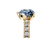Solitaire Engagement Ring Setting for Fancy Blue Heart-Shaped Center with Single Row Accent Band and Prong Head in Yellow Gold