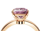 Solitaire Engagement Ring Setting for Fancy Pink Princess Cut Center with Plain Band and Tulip Prong Head in Rose Gold