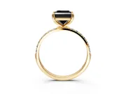 Solitaire Engagement Ring Setting for Fancy Black Princess Cut Center with Pave Accents and Prong Head in Yellow Gold