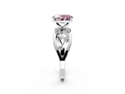 Solitaire Engagement Ring Setting for Fancy Pink Oval Center with Criss-Cross Accent Band and Prong Head in Sterling Silver