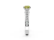 Solitaire Engagement Ring Setting for Fancy Yellow Cushion Cut Center with Channel Band and Double Claw Prong Head in Platinum
