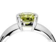 Tension Engagement Ring Setting for Fancy Yellow Emerald Cut Center with Wide Flat Band and Tension Head in Platinum