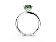 Solitaire Engagement Ring Setting for Fancy Green Round Cut Center with Fine Pave Band and Prong Head in Platinum