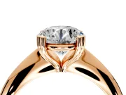 Solitaire Engagement Ring Setting for Round Cut Center with Reverse Tapered Band and Prong Head in Rose Gold