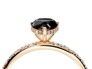 Hidden Halo Engagement Ring Setting for Fancy Black Pear-Shaped Center with Pave Band and Prong Head in Rose Gold
