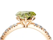 Solitaire Engagement Ring Setting for Fancy Yellow Heart-Shaped Center with Large Accent Band and Prong Head in Rose Gold