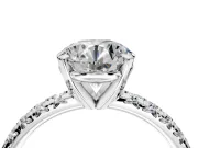 Solitaire Engagement Ring Setting for Round Cut Center with Large Accents and Prong Head in Sterling Silver