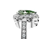 Floral Halo Engagement Ring Setting for Fancy Green Pear-Shaped Center with Large Halo Accents and Prong Head in Platinum