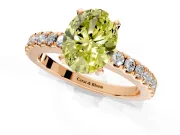 Solitaire Engagement Ring Setting for Fancy Yellow Oval Center with Single Row Accent Band and Prong Head in Rose Gold