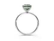 Solitaire Engagement Ring Setting for Fancy Green Princess Cut Center with Straight Thin Band and Prong Head in Platinum