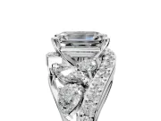 Halo Engagement Ring Setting for Emerald Cut Center with Marquise and Pave Bypass Band and Prong Head in Platinum