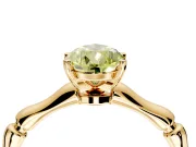 Solitaire Engagement Ring Setting for Fancy Yellow Pear-Shaped Center with Bamboo Band and Prong Head in Yellow Gold