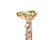 Cluster Engagement Ring Setting for Fancy Yellow Pear-Shaped Center with Round Cut Accent Band and Prong Head in Rose Gold