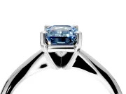 Solitaire Engagement Ring Setting for Fancy Blue Emerald Cut Center with Knife Ridge Band and Claw Prong Head in Platinum