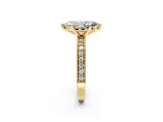 Milgrain Pave Engagement Ring Setting for Marquise Center with Accent Band and Prong Head in Yellow Gold