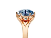 Solitaire Engagement Ring Setting for Fancy Blue Round Cut Center with Plain Split Shank and Prong Head in Rose Gold
