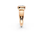 Solitaire Engagement Ring Setting for Cushion Cut Center with Wide Band and Bezel Head in Rose Gold