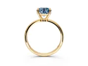 Minimalist Solitaire Engagement Ring Setting for Fancy Blue Round Cut Center with Thin Band and Prong Head in Yellow Gold