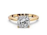 Solitaire Engagement Ring Setting for Cushion Cut Center with Knife Ridge Band and Claw Prong Head in Yellow Gold