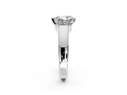 Solitaire Engagement Ring Setting for Pear-Shaped Center with Wide Band, Pave Collar and Prong Head in White Gold