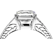 Split Shank Engagement Ring Setting for Asscher Cut Center with Pave Split Shank and Prong Head in Platinum