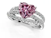 Solitaire Engagement Ring Setting for Fancy Pink Heart-Shaped Center with Woven 3-Strand Pave Band and Prong Head in White Gold