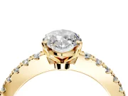 Solitaire Engagement Ring Setting for Marquise Center with Single Row Accent Band and Prong Head in Yellow Gold