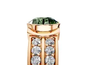 Bezel Engagement Ring Setting for Fancy Green Round Cut Center with Wide Channel-Set Band and Bezel Head in Rose Gold